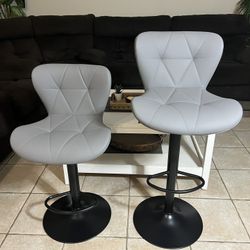 Set of 2, Faux Leather Swivel Bar Stools, Adjustable Counter Height Bar Chairs with Back for Kitchen Island, Rust Set of 2, Faux Leather Swivel Bar St