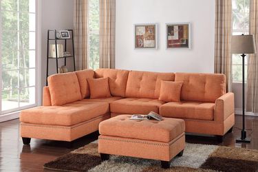 3 Piece Sectional Sofa with Reversible Chaise And Ottomann