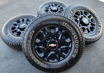 18" Chevy Silverado 2500 New Satin Black Wheels and Tires