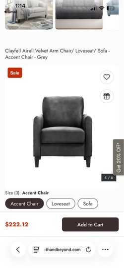 Grey Velvet Accent Chair