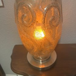 AMBER  SWIRL GLASS LAMP