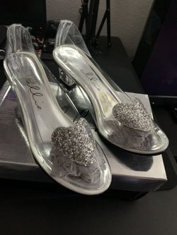 Clear Silver And Glitter Shoes 
