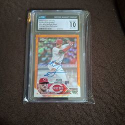 2023 Topps Chrome - Orange Wave Refractor (Serial# 21/25) Michael Siani Rookie Autograph (On Card)