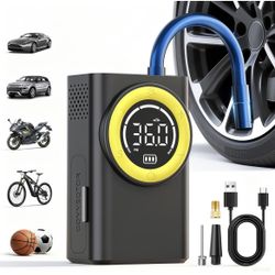 🆕 In 📦 Tire Inflator Portable Air Compressor,150PSI Cordless Air Pump for Car Tires with Digital Pressure Gauge&LED Light,5X Faster Portable Tire In