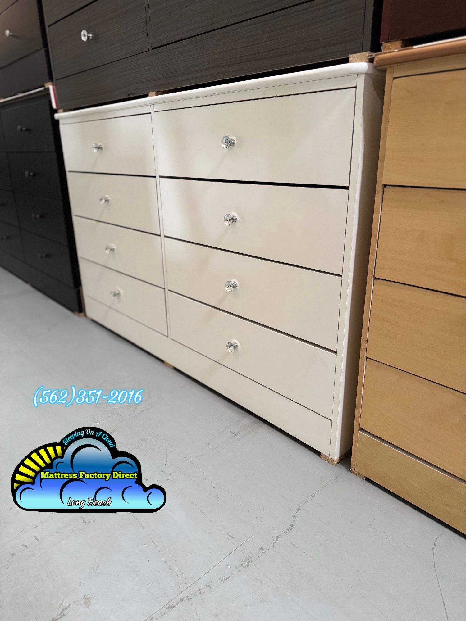 White Eight Drawer Dresser With Diamond Knob Chest Cajonera Nueva