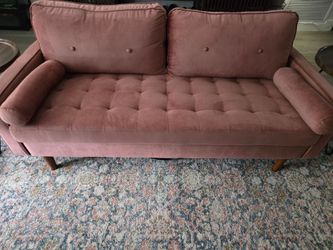 Pink/Mauve Velvet Loveseat