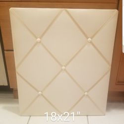 18"x21" Decorative Ribbon Bulletin Board. Light Tan/ Creamish Color