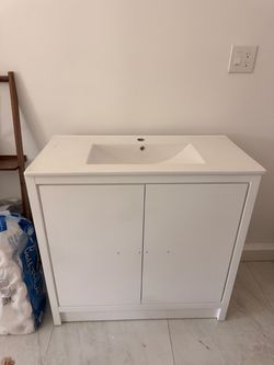 White Bathroom Vanity with Sink Top