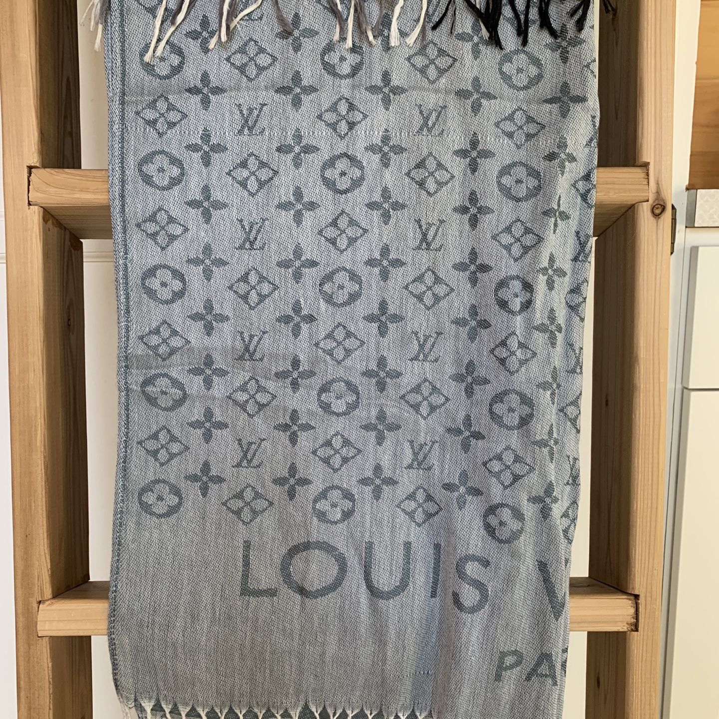 Denim Monogram Shawl  Lv scarf, Louis vuitton scarf, Casual fashion