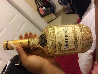 Bedazzled liquor bottles