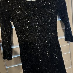Black Sequins Dress Size M