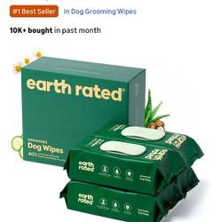 Earth Rated Pet Wipes for Dogs and Cats, Hypoallergenic, Cleaning and Hydrating, for Grooming Paws, Body and Butt, Unscented, 400 Count