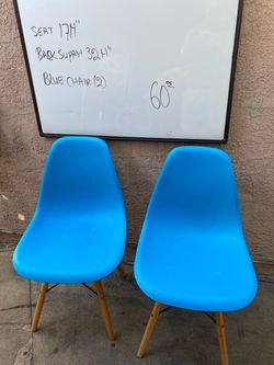 Blue Eames-Style Side Chairs – Set of 2