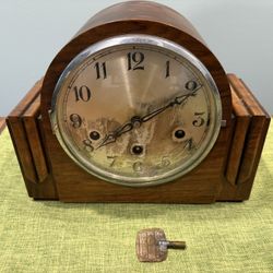 Antique Art Deco Wooden Mantel Clock