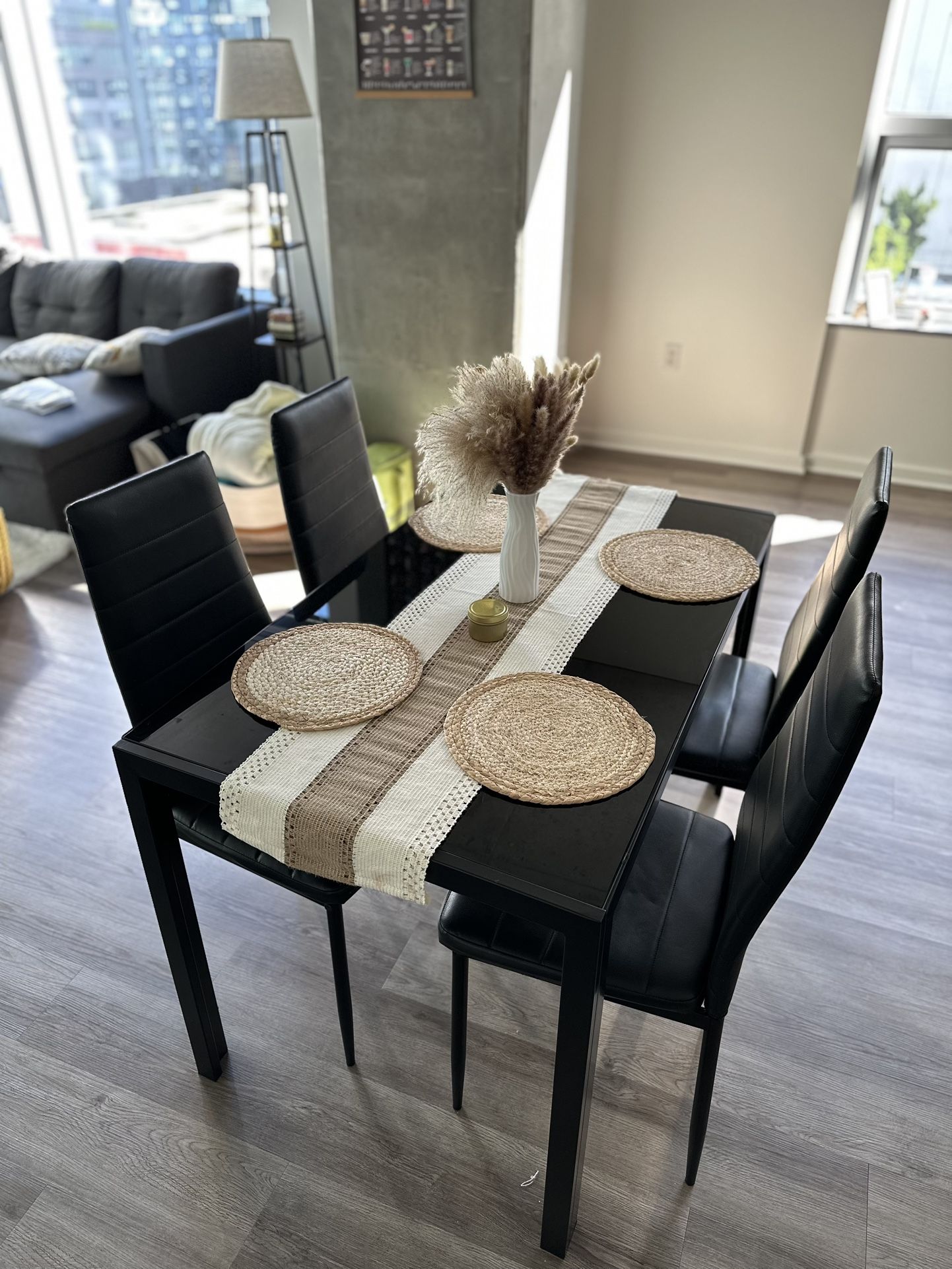 Black Dining Table with Four Chairs – Great Condition