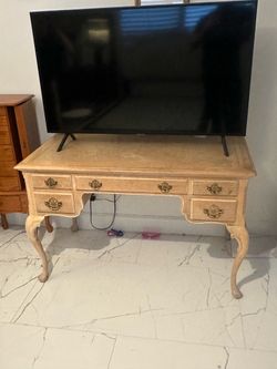 French Provincial Style Writing Desk / Vanity – Bleached Oak Finish