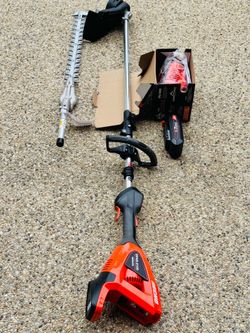 ECHO 56V Brushless Cordless Battery Attachment Capable 16 in. String Trimmer w/ Speed-Feed Head and Headge trimmer 2.5Ah Battery and Charger