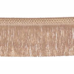 13yds & 13” Beige Rose-Gold Chainette Fringe Sewing Trim w/ Crochet Border, 6”wi