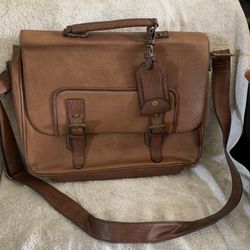 Aldo Cognac Leather Laptop Messenger Bag