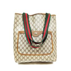 Authentic Gucci Tote Bag Sherry Line Brown PVC (contact info removed) GG Pattern 