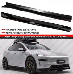 25-26 Tesla Model Y Juniper Yofer Design Gloss Black Side Skirt Extensions