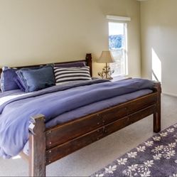 Vintage Solid Wood Bed Set