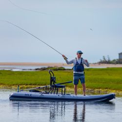 New In Sealed Box Isle Flywater Micro-Skiff Kayak In Blue/Gray/Navy
