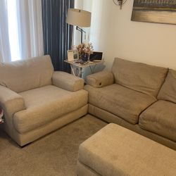 Love Seat, And Single Couch With Ottoman 