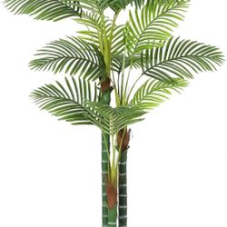 6 FT(72 in) Tall Palm Tree Fake Plant Golden Cane Palm Trees Large Artificial Plants Faux Plants for Living Room Yard Indoor Outdoor Home Decor with W