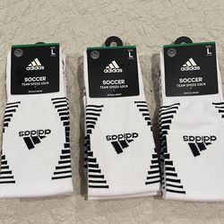 Lot Of 3 Adidas Soccer Team Speed Sock White / Black Size: Large  Unisex **NEW**
