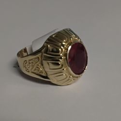 14k Mans Red Stone Ring