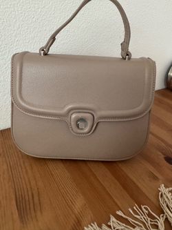 Taupe Beige Crossbody Bag with Top Handle