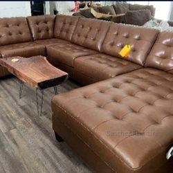 Baskove Real Leather 3 Pieces Sectional Couch Same Day Delivery 