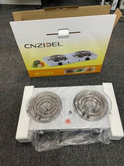 Countertop Burner, Electric Double Burners 2000 Watts, Hot Plate Cooktop with 5 Temperature Control, Non Slip Rubber Feet, Portable Coil Heating Stove