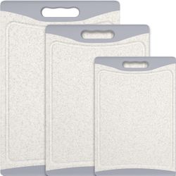 Extra Large Cutting Boards, Plastic Cutting Boards for Kitchen (Set of 3) Cutting Board Set Dishwasher Chopping Board with Juice Grooves Easy-Grip Han