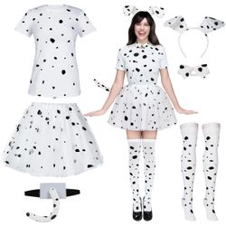 Halloween Womans Dalmatian Dog Costume Set Size Large Missing Bow tie