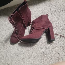 burgundy suede heels size 8