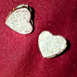 10K Diamond Earrings Heart Shaped