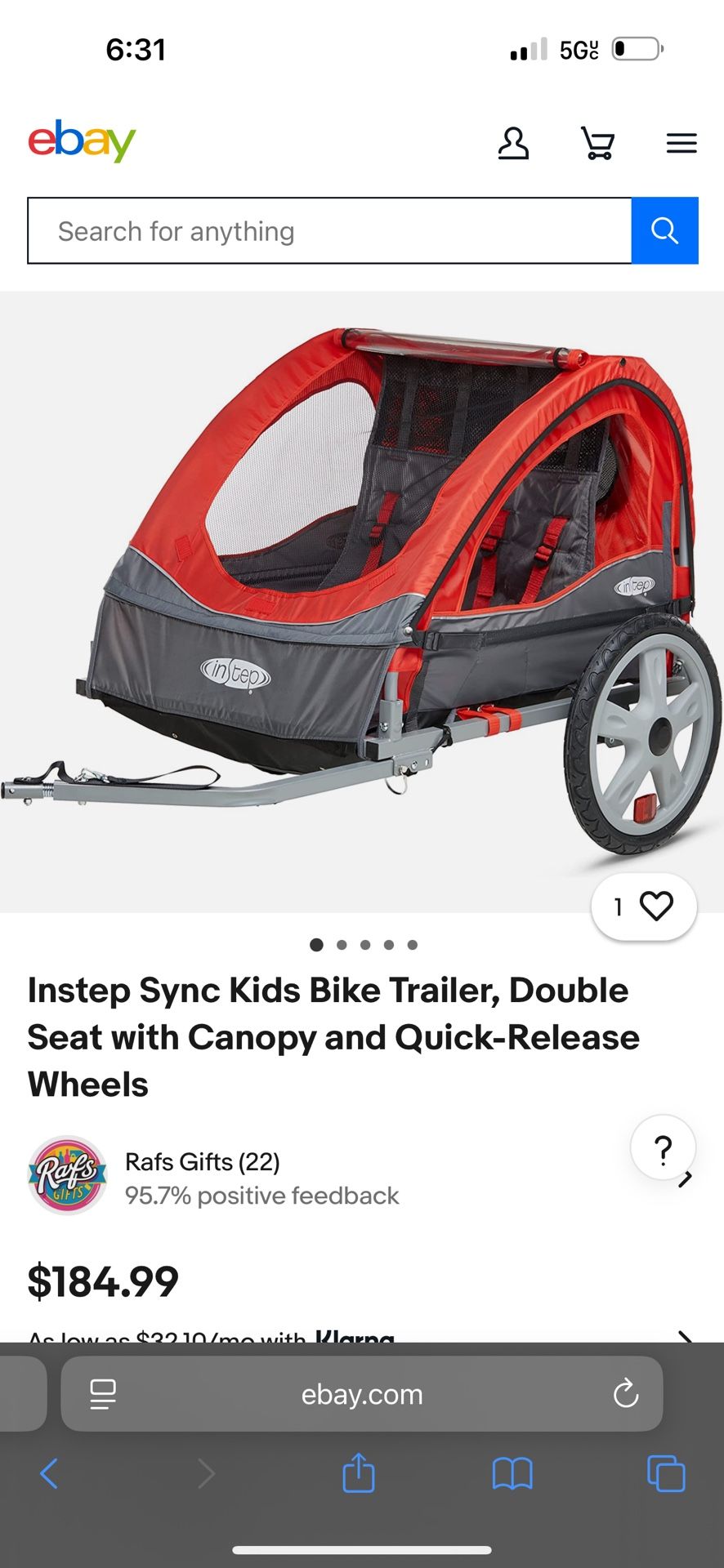 Kids Bike Trailer Double Seat
