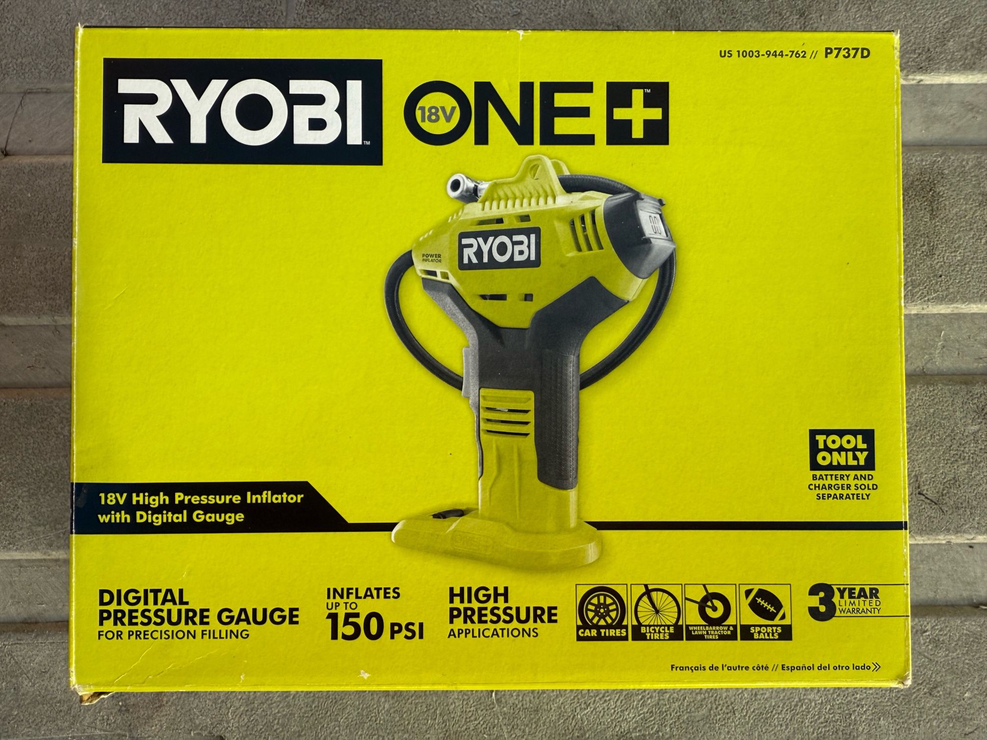 RYOBI ONE+ 18V HIGH PRESSURE INFLATOR