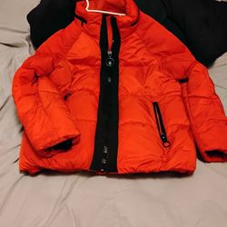 Orange Black Steve Madden Bubble Coat Size Large 