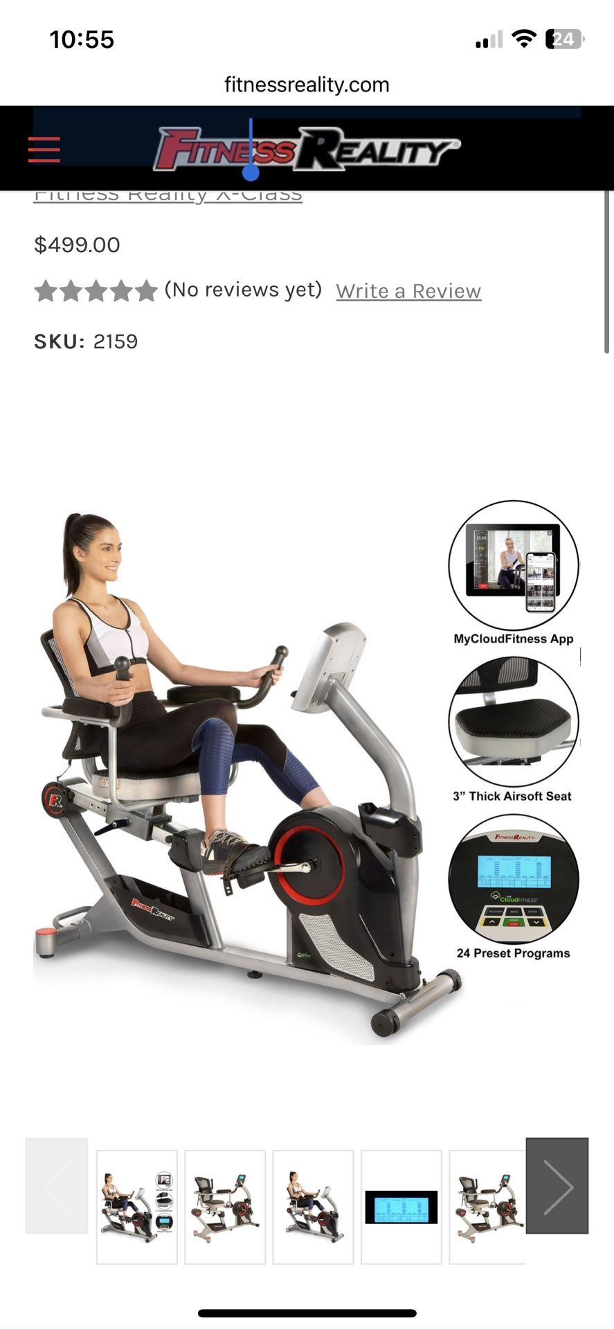FITNESS REALITY X-Class 450SL Bluetooth Smart Technology Magnetic Recumbent Exercise Bike with 24 Workout Programs and Free App