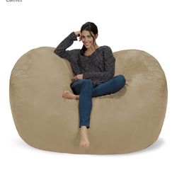 Giant Bean Bag Camel/Tan Color Micro Suede Memory Foam