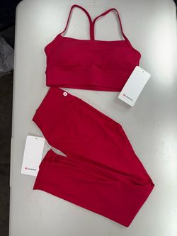Lululemon Red Sports Bra and Leggings Set