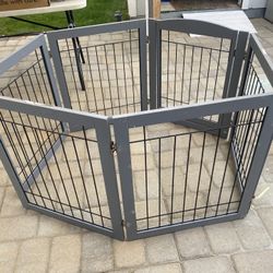 6 Panels Pet Dog Playpen Puppy Grey