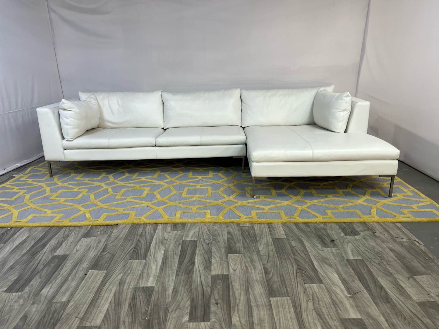 ( Delivery Available ) American Leather White Sectional Couch