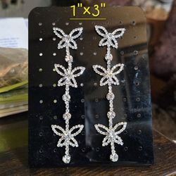 CZ Butterfly Dangling Earrings 
