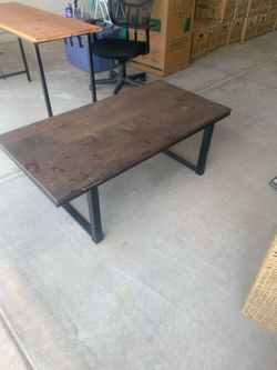 Coffee table - metal base with hardwood top