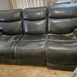 Leather Black 3 Seat Sofa/ Couch
