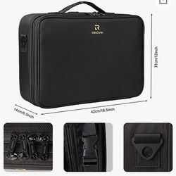 Relavel Makeup Case Large Makeup Bag Protessional Train Case 16.5 inches Travel Cosmetic Organizer Brush Holder Waterproof Makeup Artist Storage Box, 